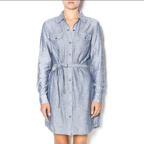 CARVE Designs Belted Chambray Dress Pockets Sz 8 - Picture 1 of 6